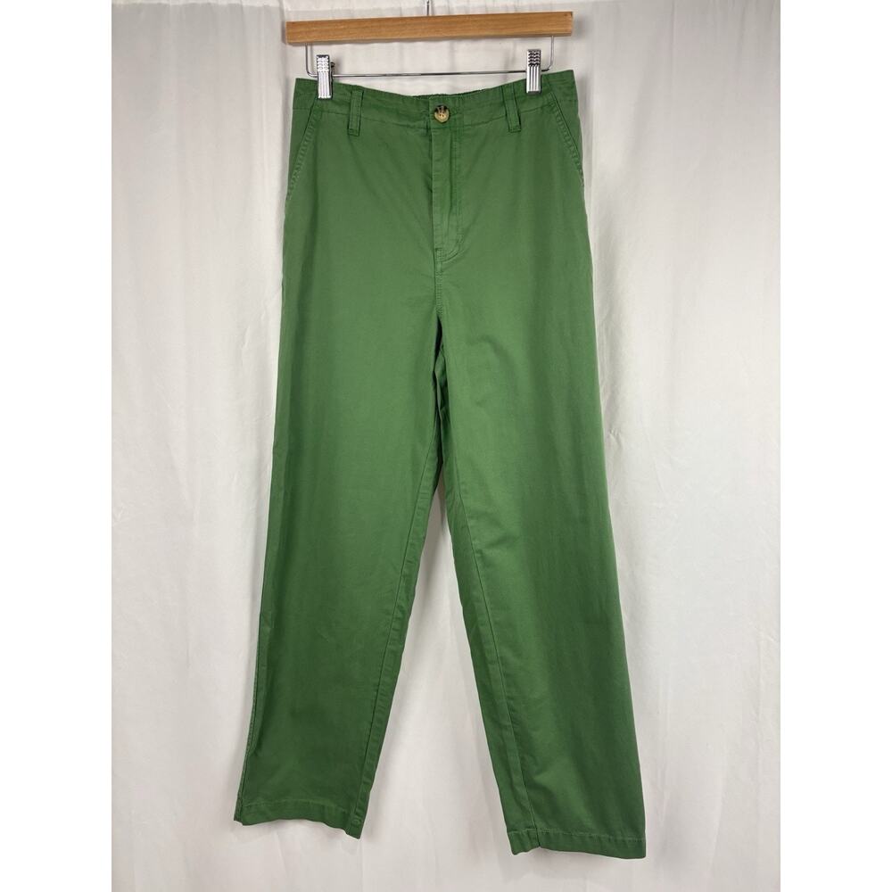 SUNDANCE Green Casual Cotton Pants High Rise Ankle Chinos Straight Sz 4 Preppy